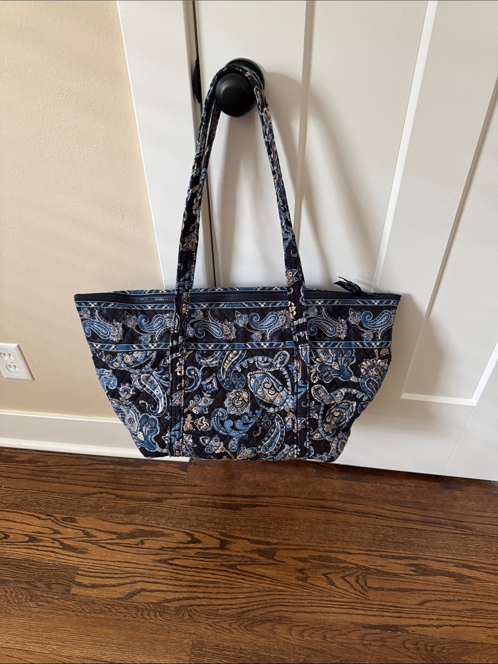 Vera Bradley Quilted Paisley Tote Bag in Navy Blue